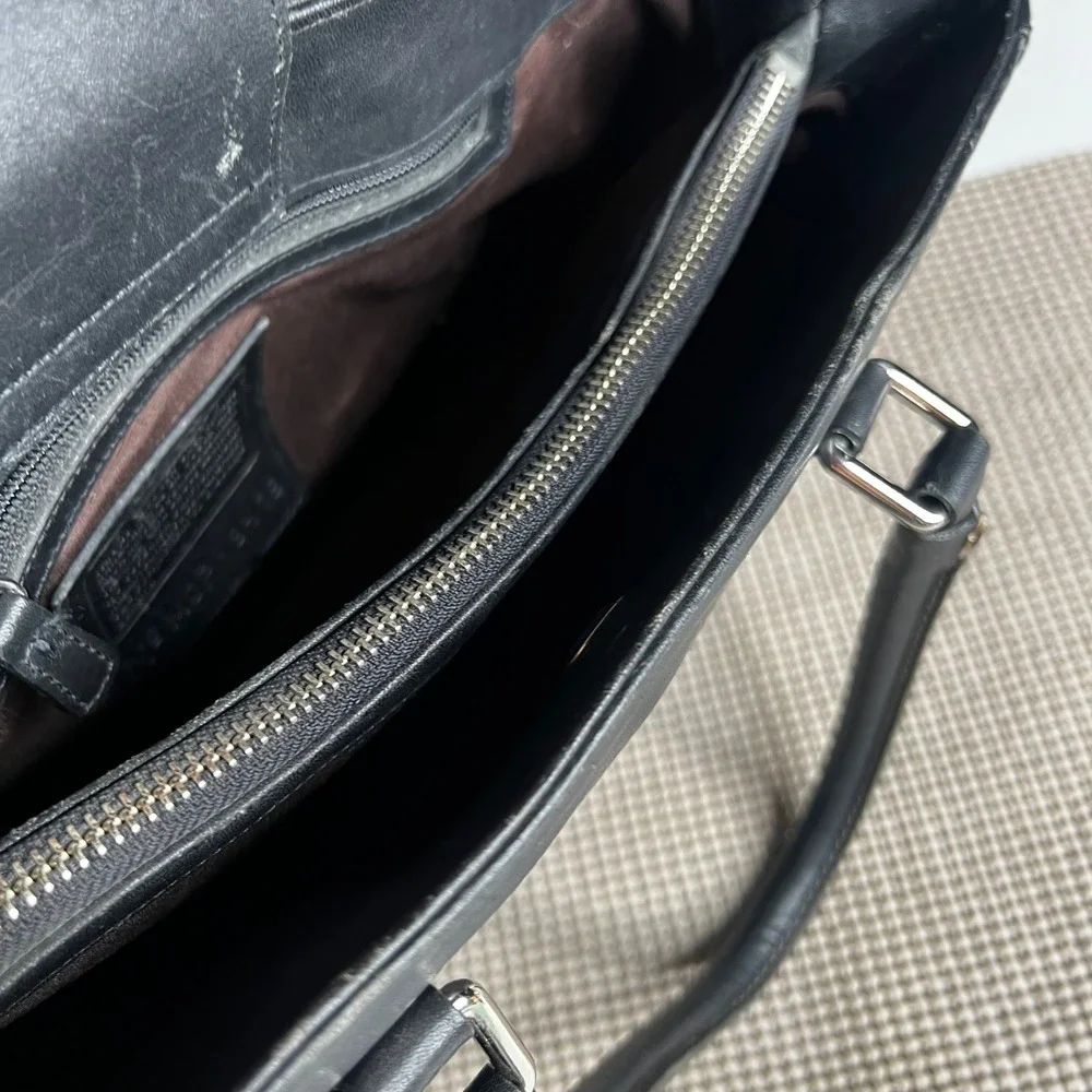 Coach Black Leather Satchel Handbag Silver Hardware 9419 Vintage